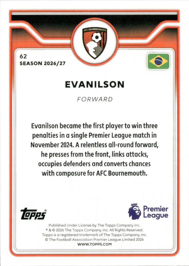 Evanilson card back