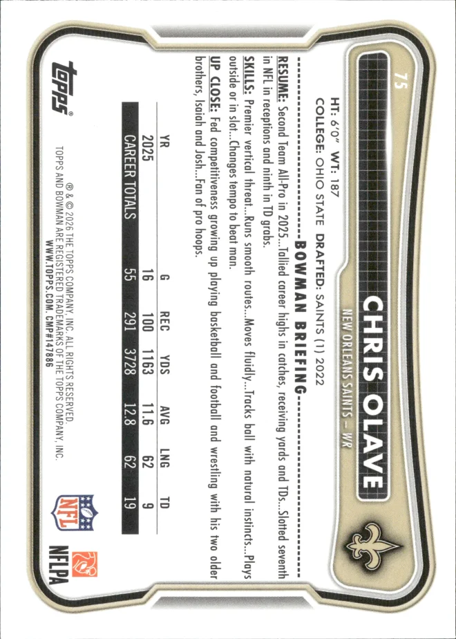 Chris Olave card back