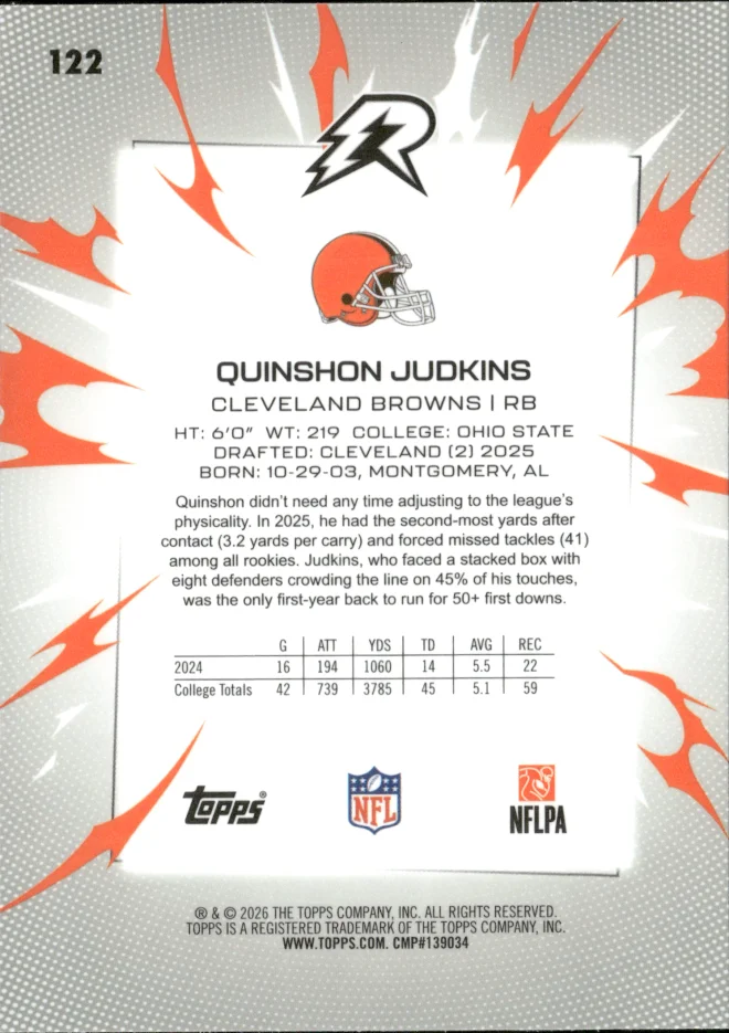 Quinshon Judkins card back