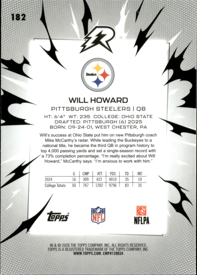 Will Howard card back