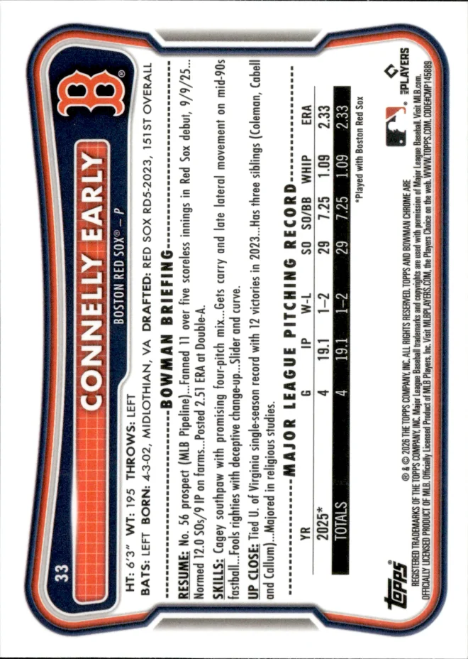 Connelly Early card back