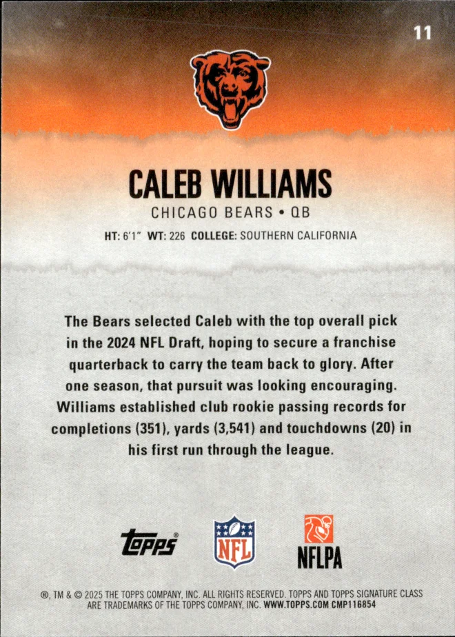 Caleb Williams card back