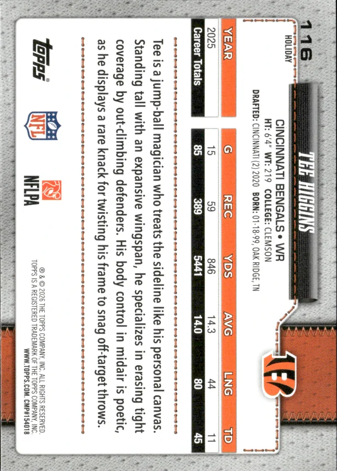 Tee Higgins card back