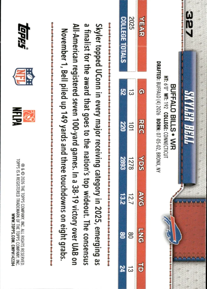 Skyler Bell card back