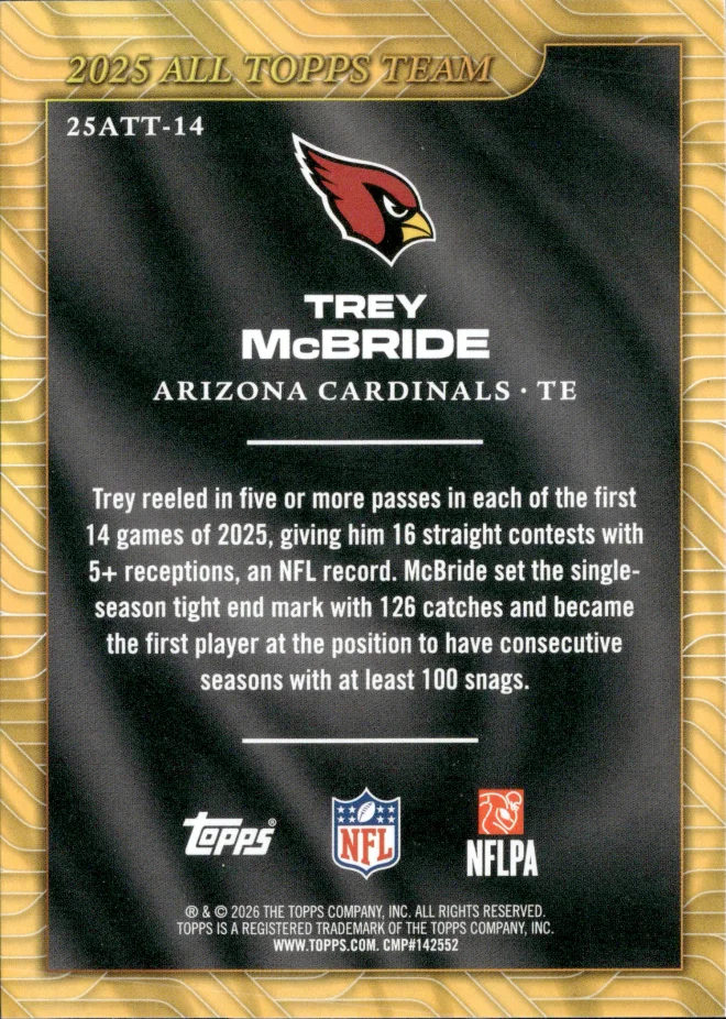 Trey McBride card back