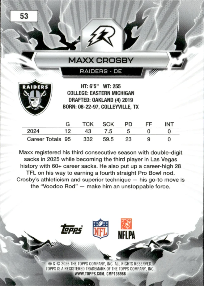 Maxx Crosby card back