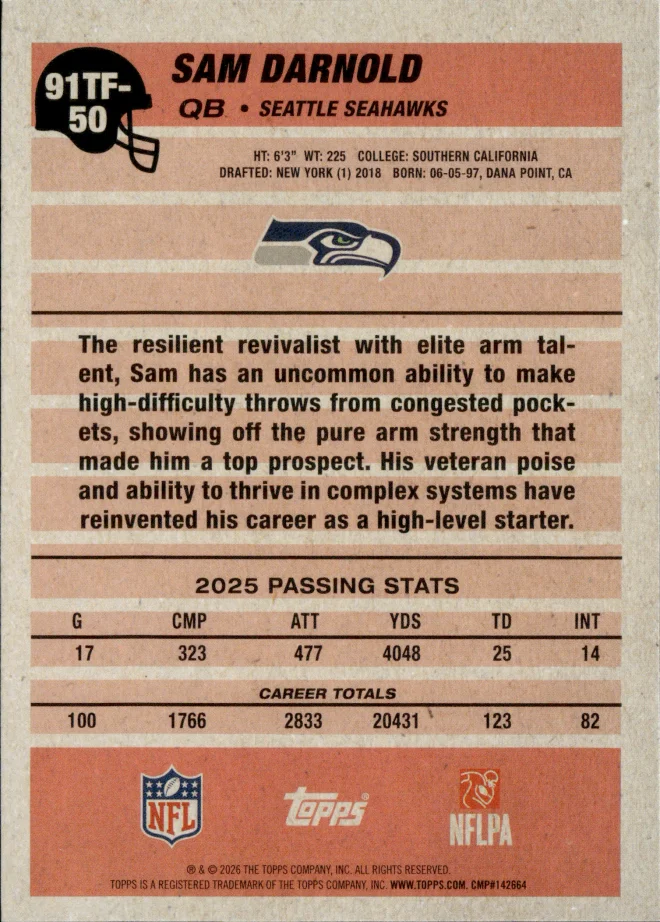 Sam Darnold card back