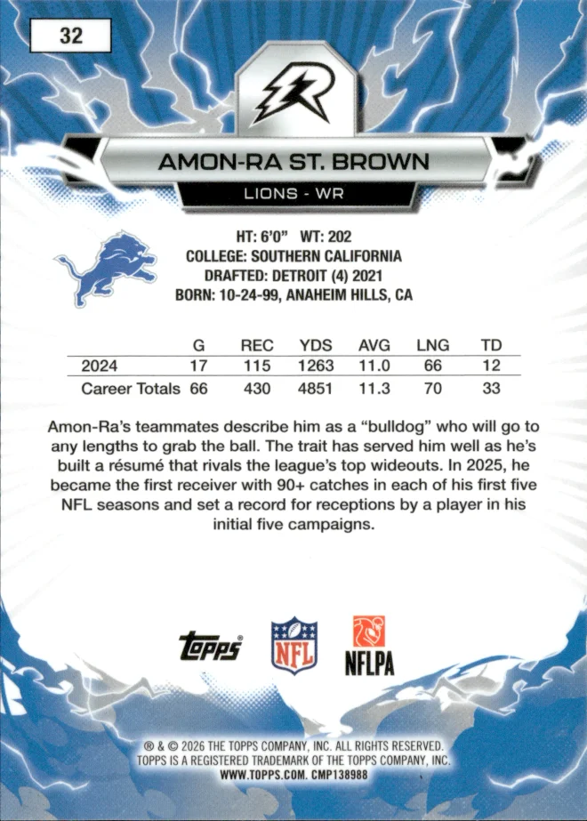 Amon-Ra St. Brown card back