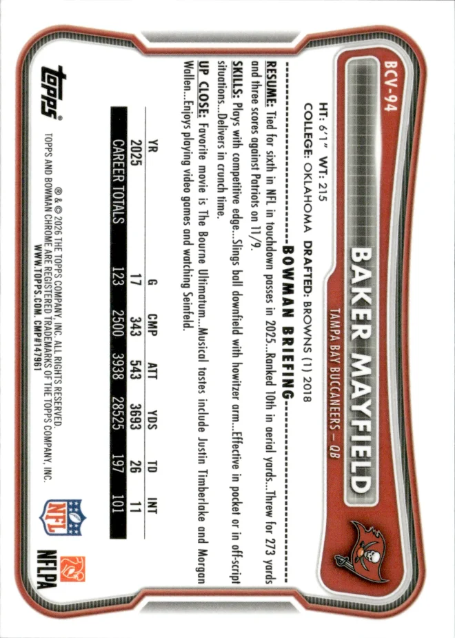 Baker Mayfield card back