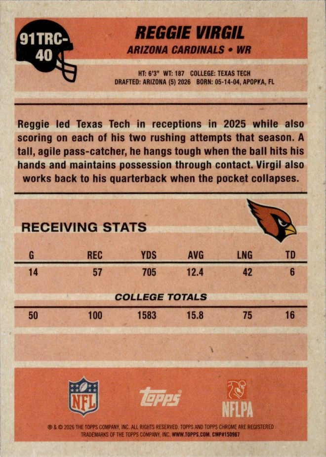 Reggie Virgil card back