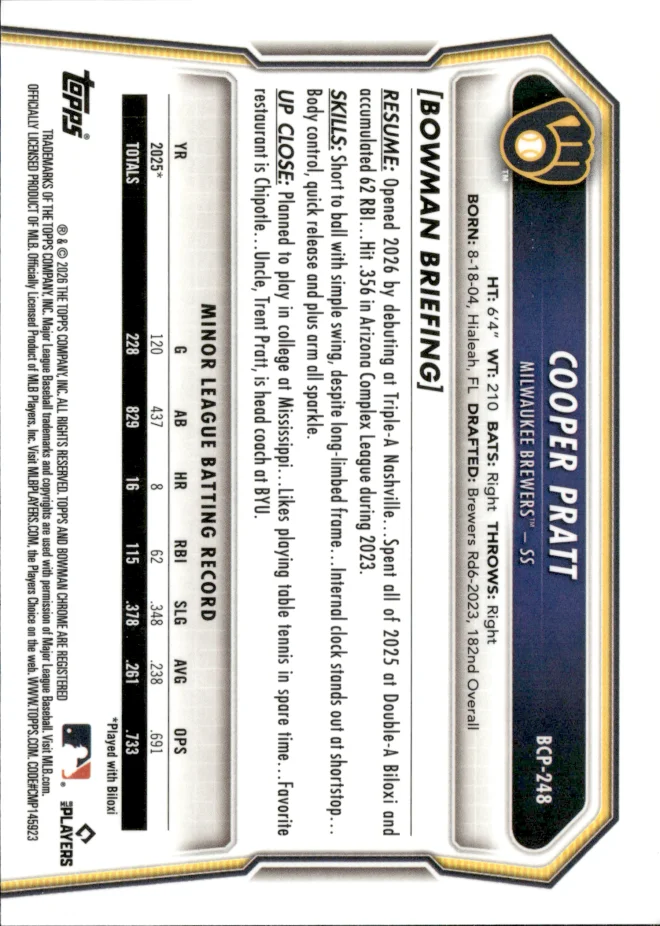 Cooper Pratt card back