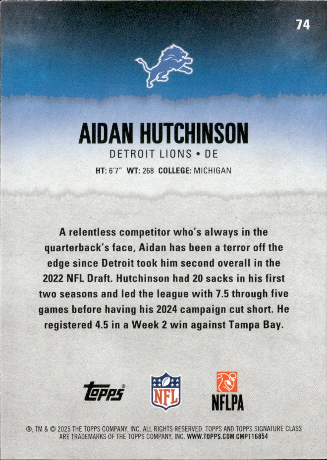 Aidan Hutchinson card back