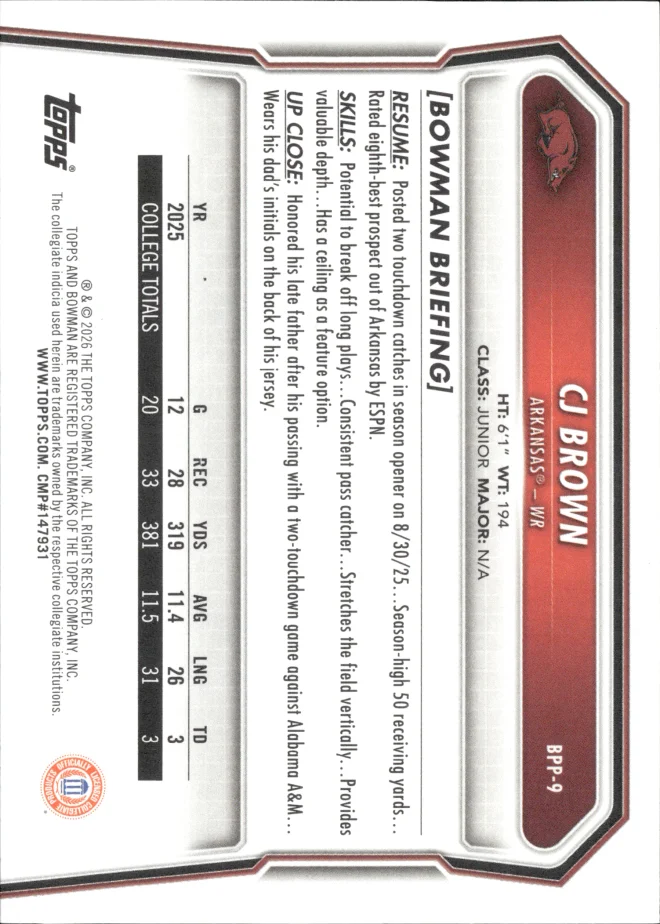 CJ Brown card back
