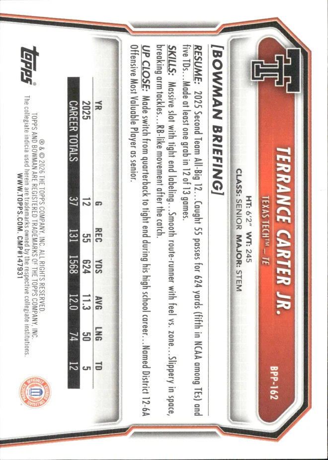 Terrance Carter Jr. card back