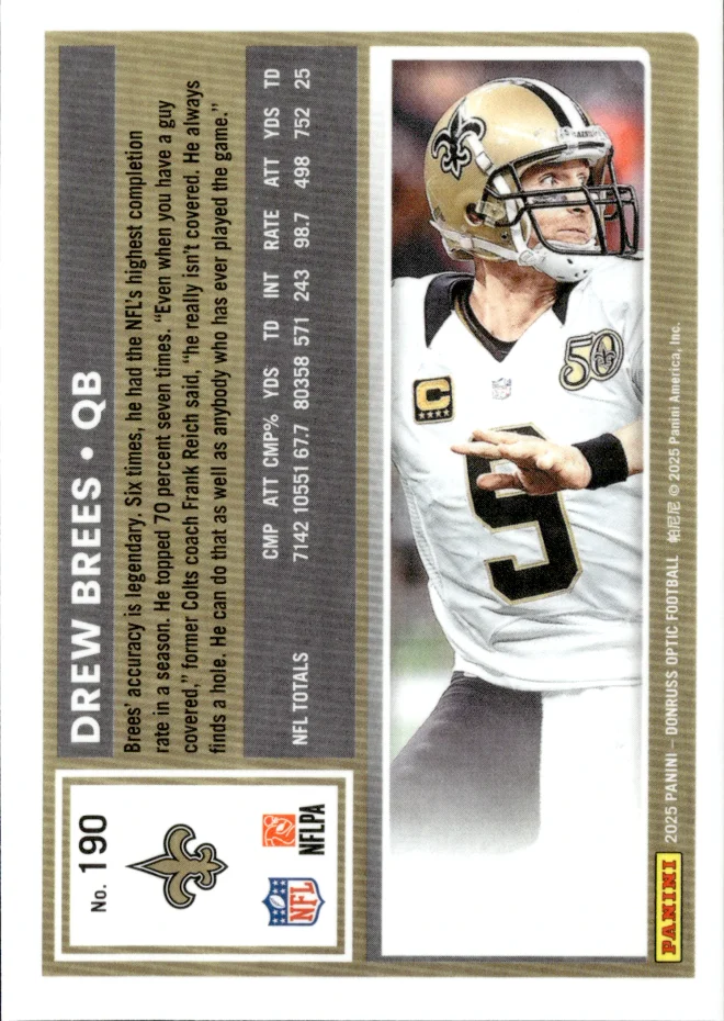 Drew Brees card back