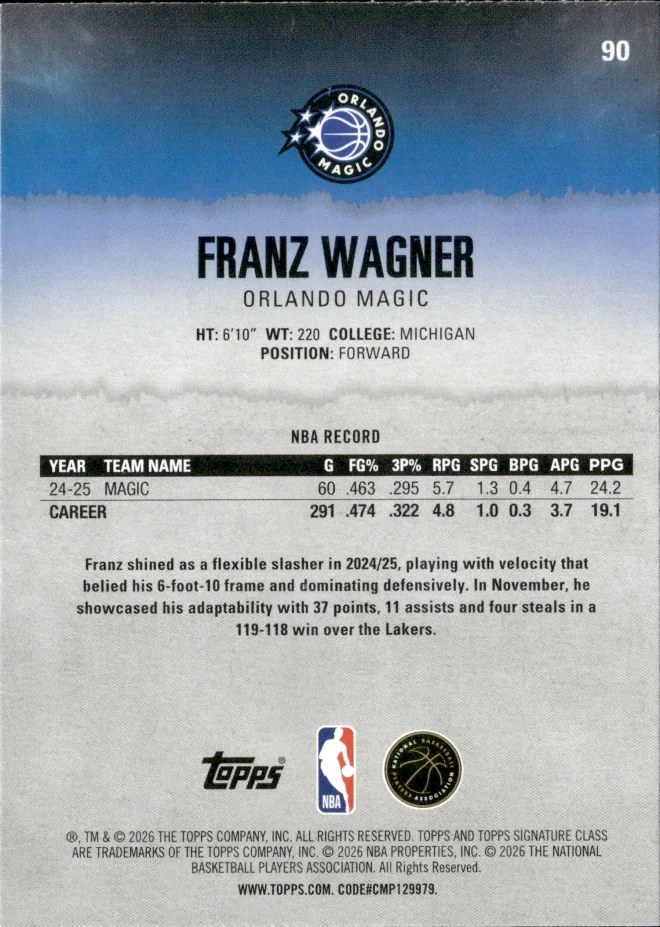 Franz Wagner card back
