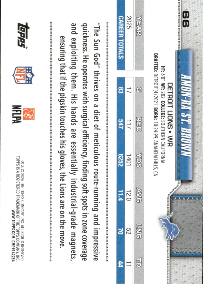 Amon-Ra St. Brown card back