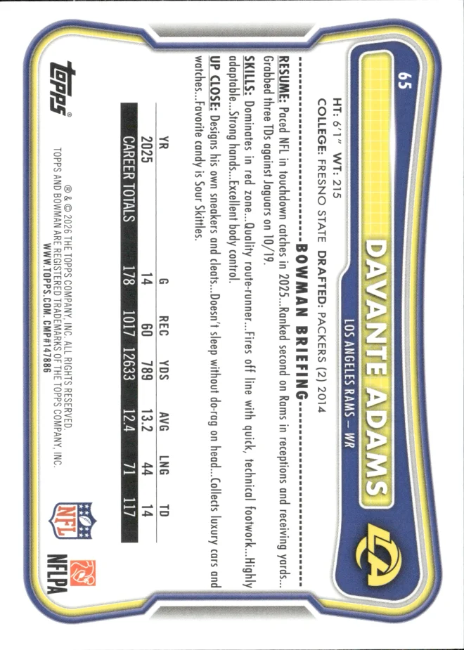 Davante Adams card back