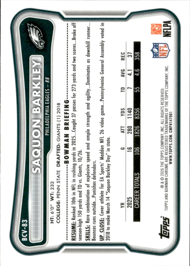 Saquon Barkley card back