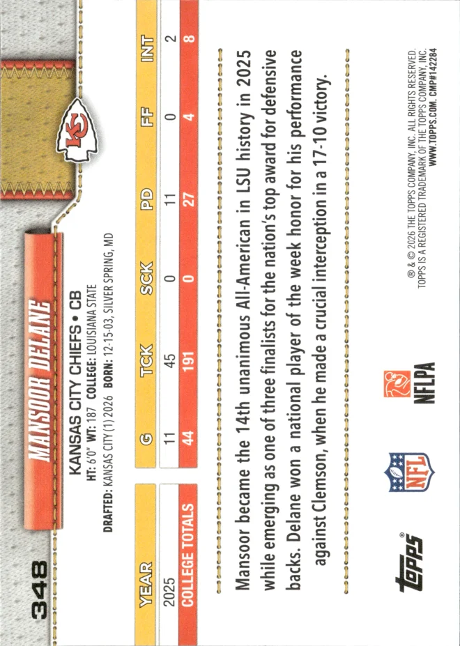 Mansoor Delane card back