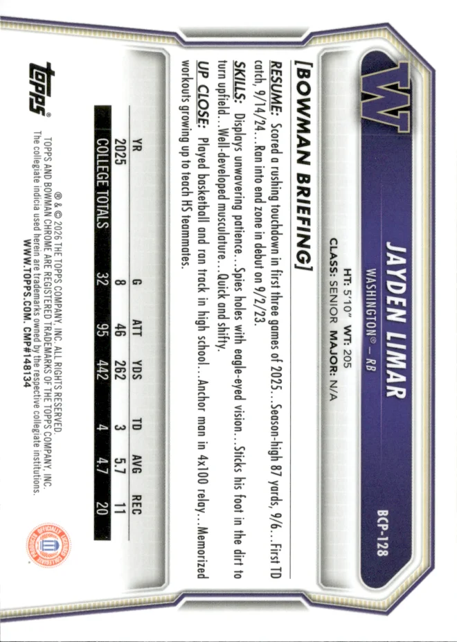 Jayden Limar card back