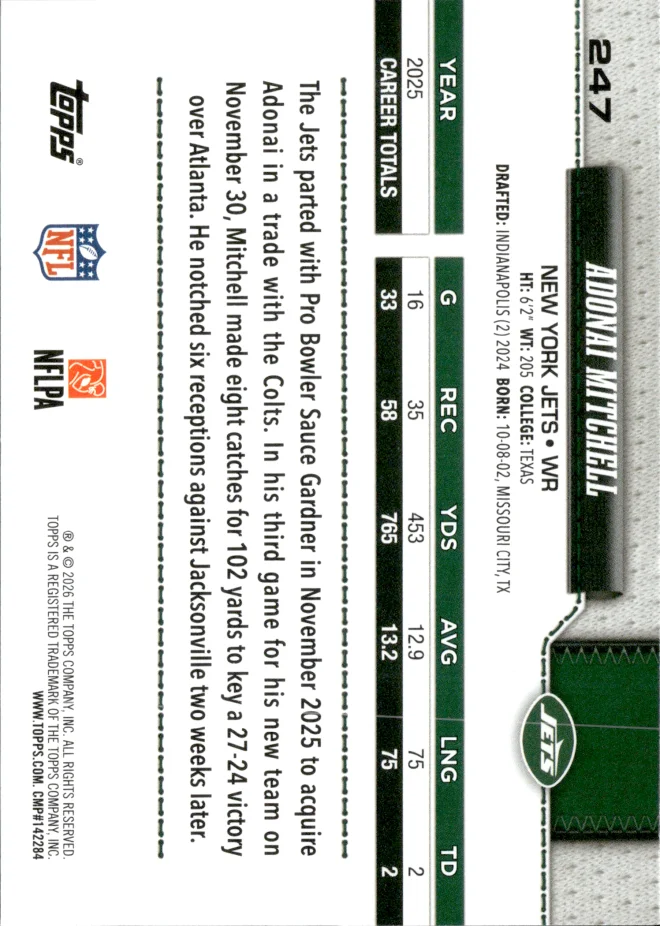 Adonai Mitchell card back