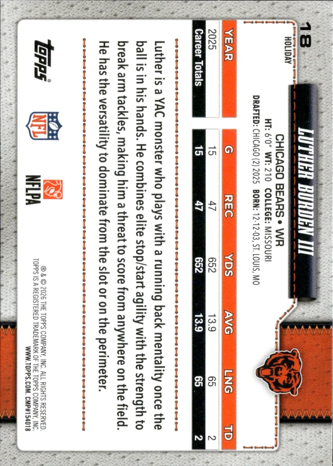 Luther Burden III card back