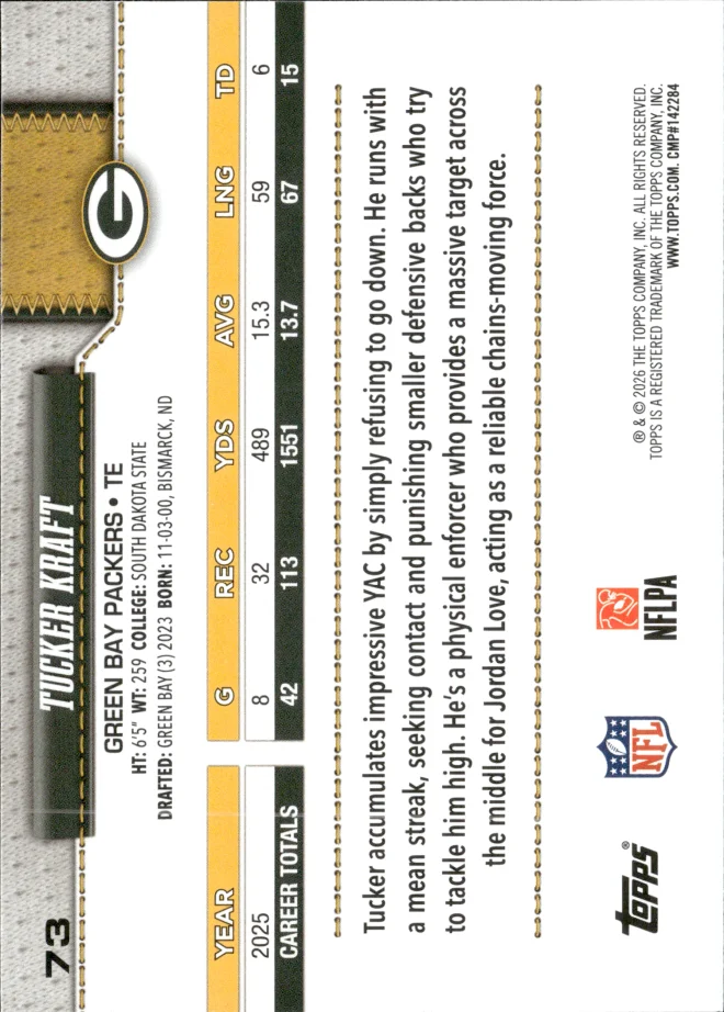 Tucker Kraft card back