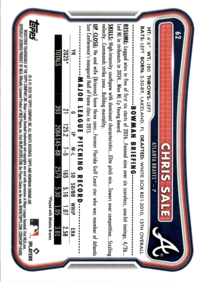 Chris Sale card back