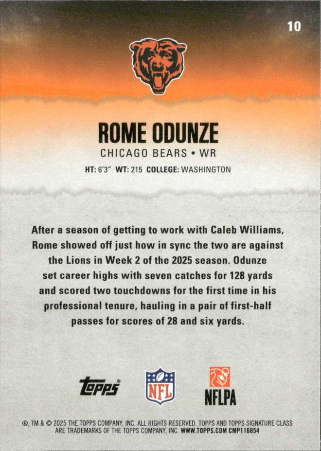 Rome Odunze card back