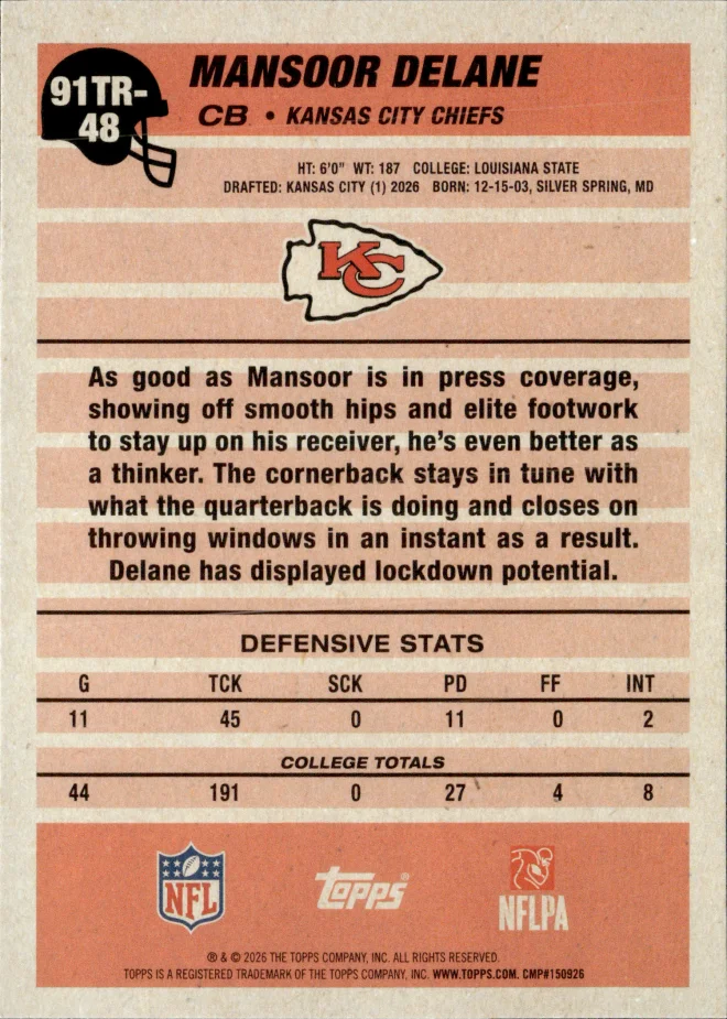 Mansoor Delane card back