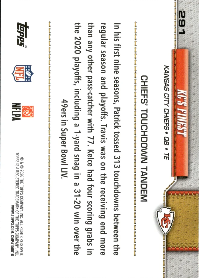 Patrick Mahomes / Travis Kelce card back
