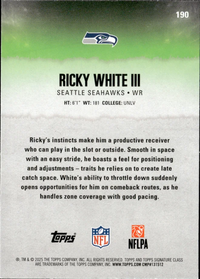 Ricky White III card back