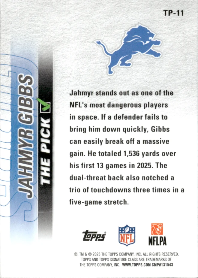 Jahmyr Gibbs card back