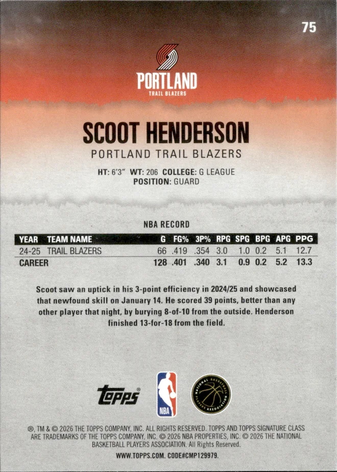 Scoot Henderson card back