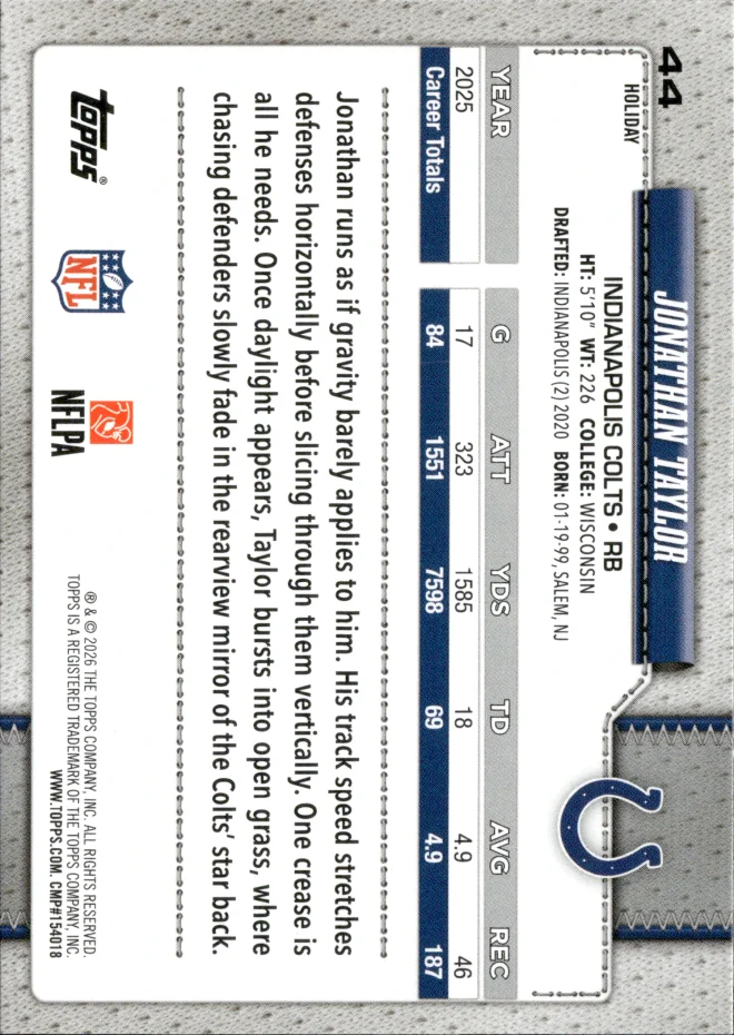 Jonathan Taylor card back