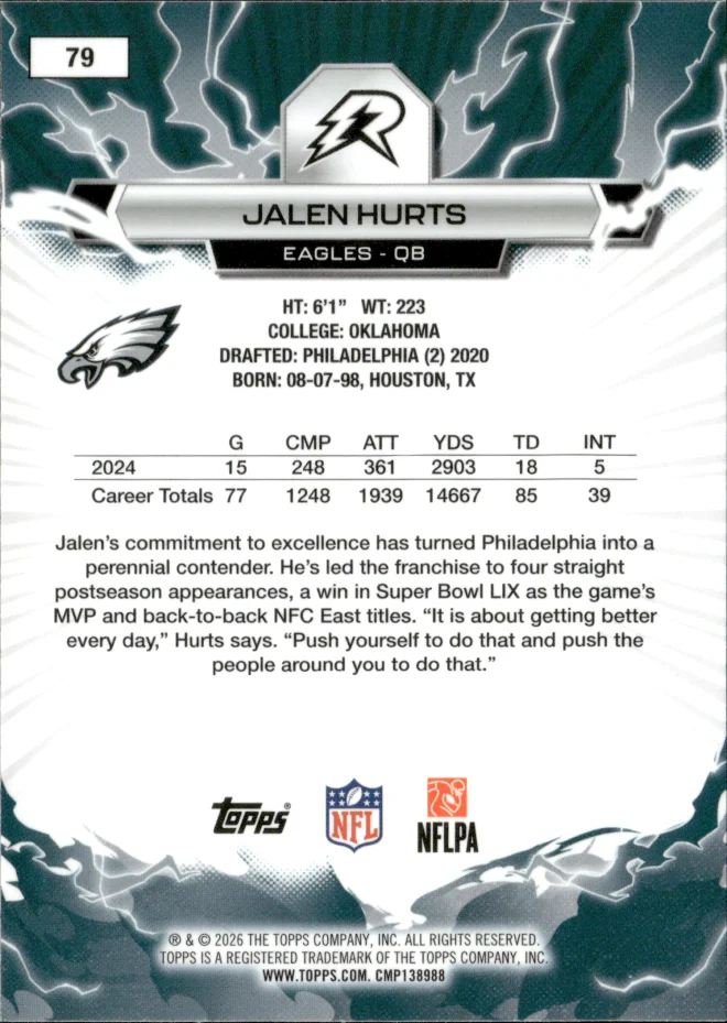 Jalen Hurts card back