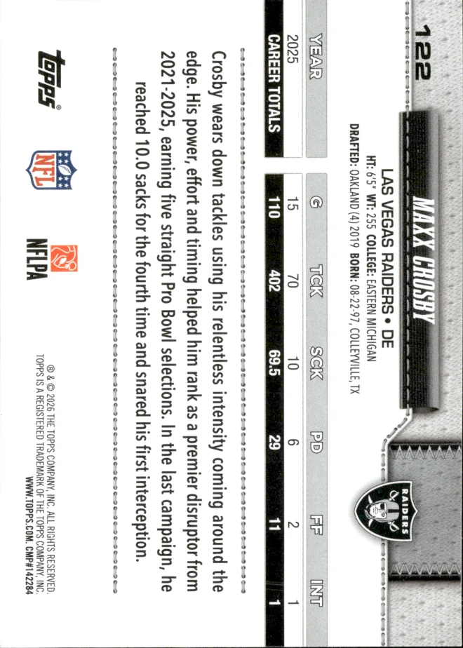 Maxx Crosby card back