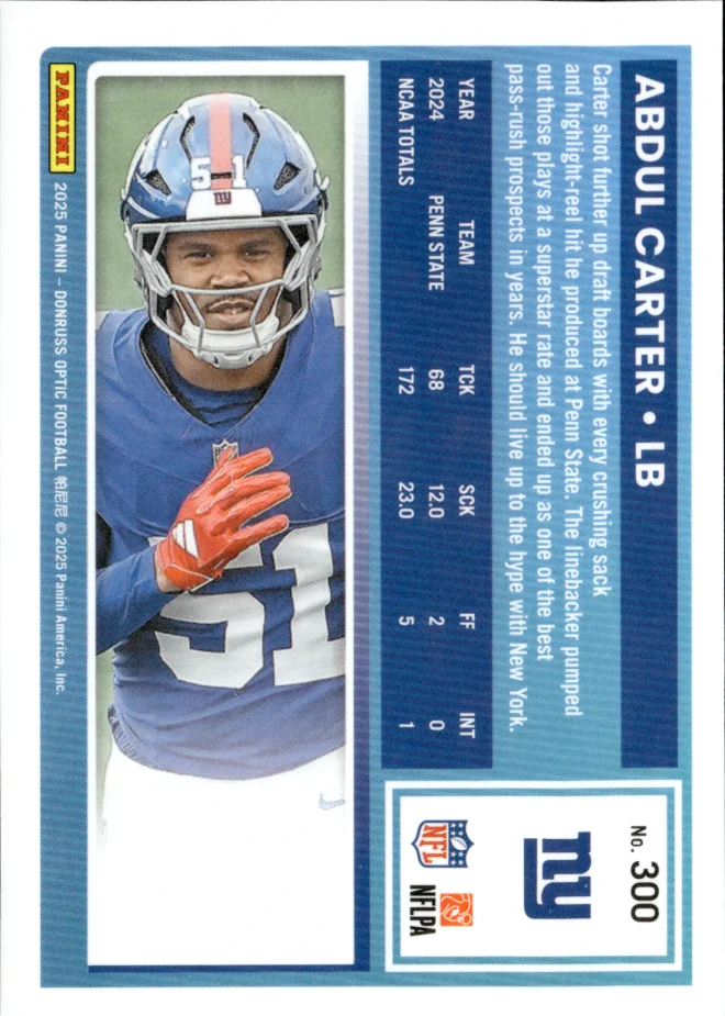 Abdul Carter card back