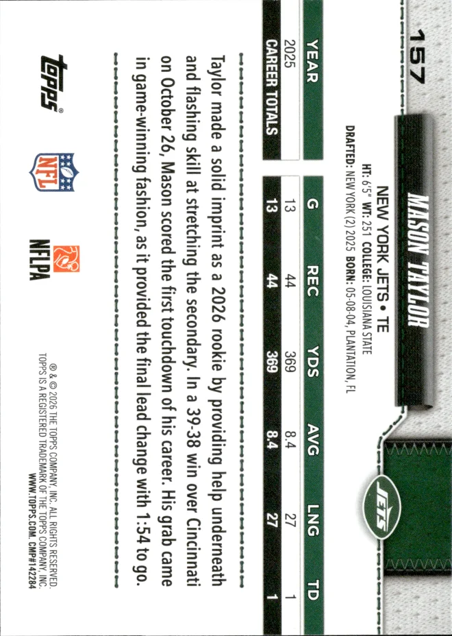 Mason Taylor card back