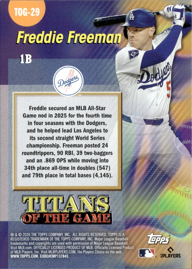 Freddie Freeman card back