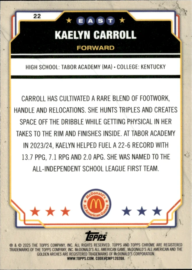 Kaelyn Carroll card back