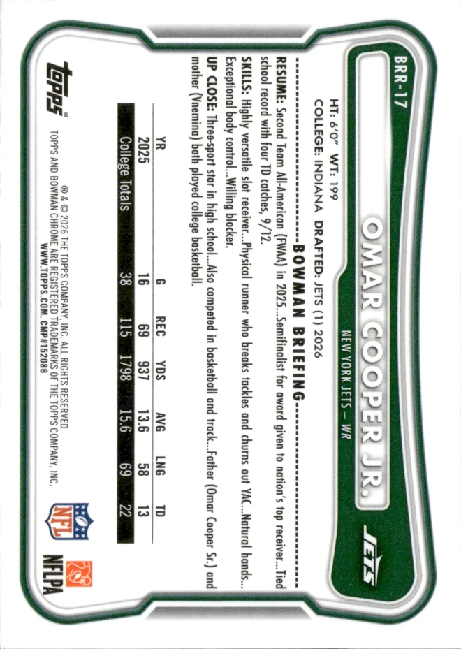 Omar Cooper Jr. card back