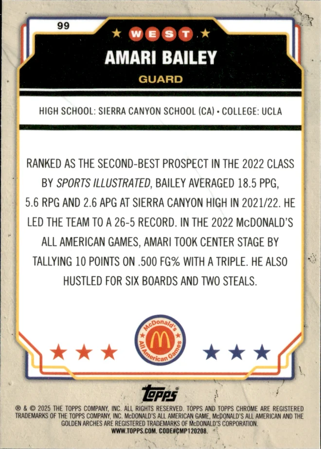 Amari Bailey card back