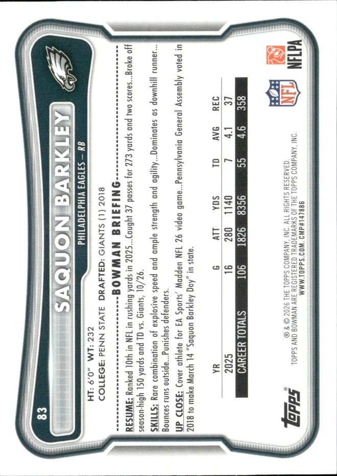 Saquon Barkley card back