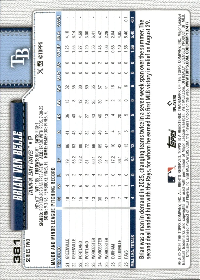 Brian Van Belle card back