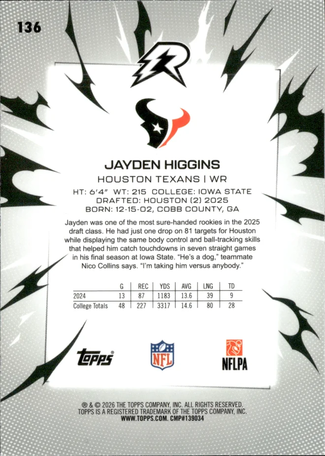 Jayden Higgins card back