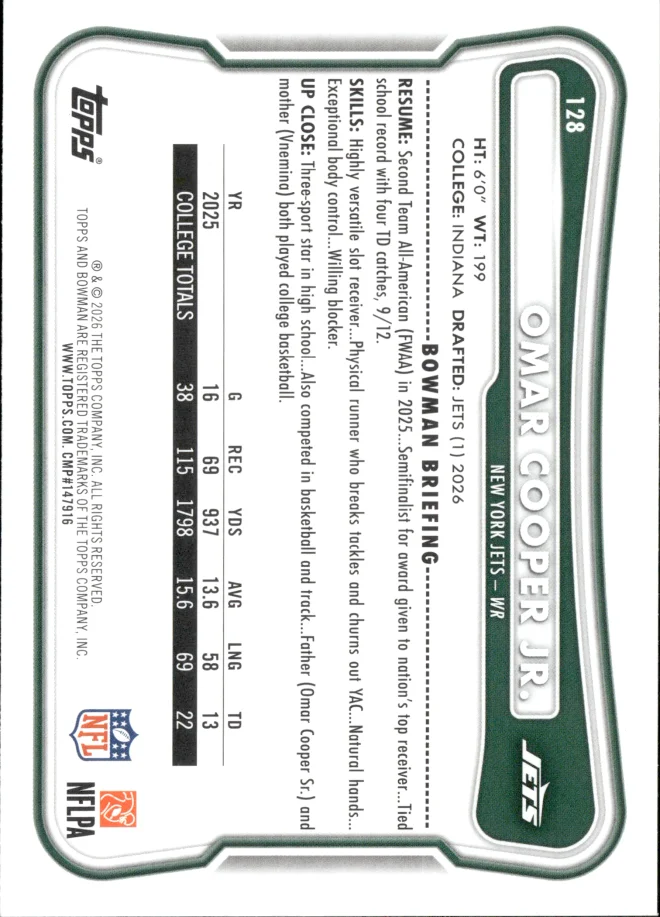 Omar Cooper Jr. card back