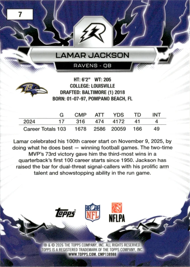 Lamar Jackson card back