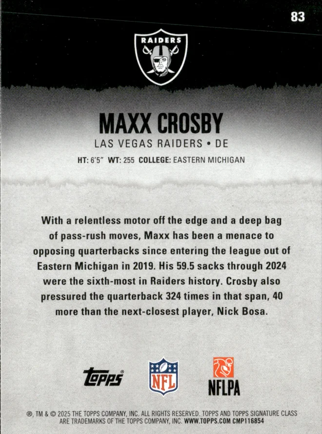 Maxx Crosby card back